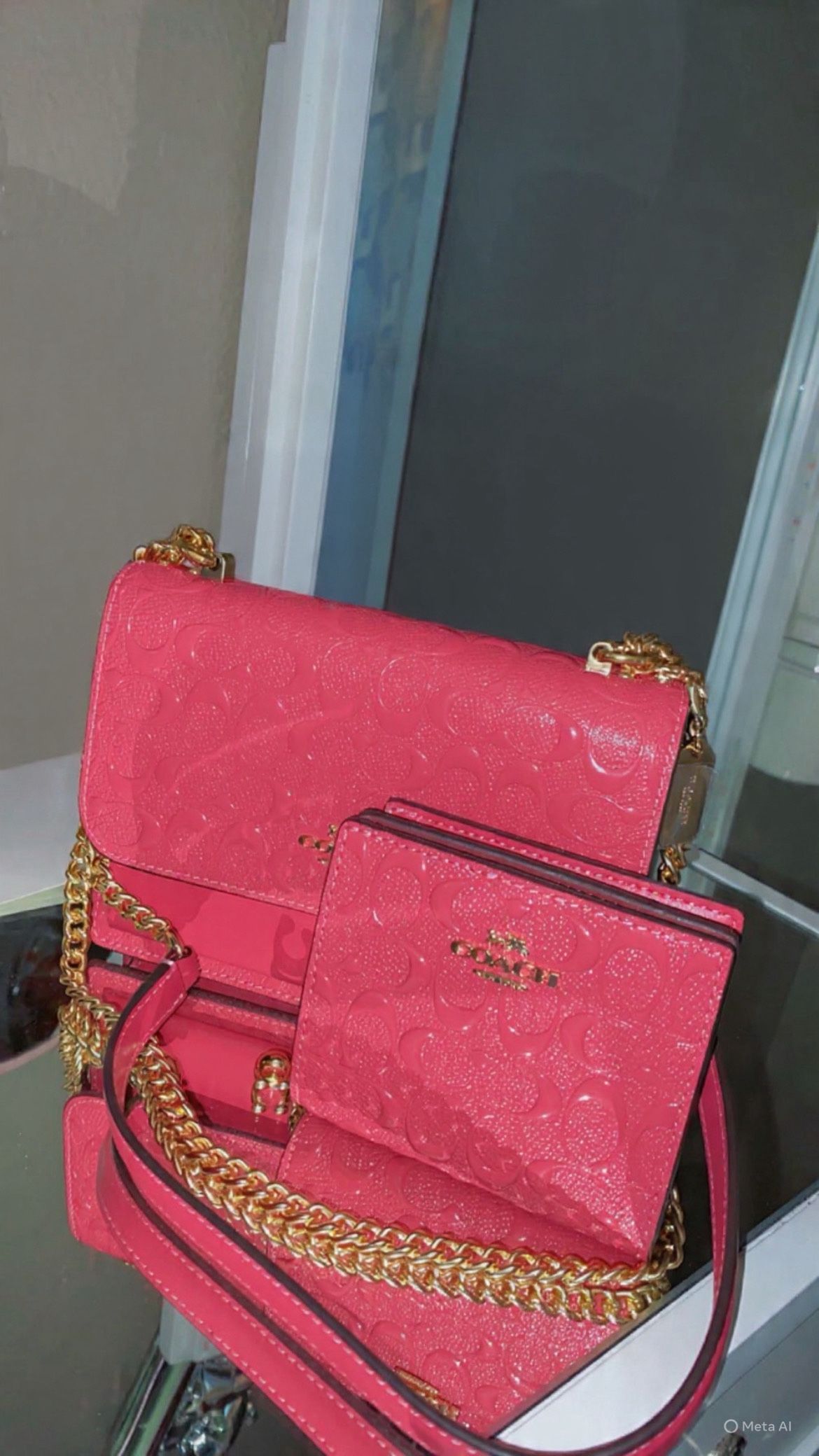 Pink Coach Crossbody And Wallet