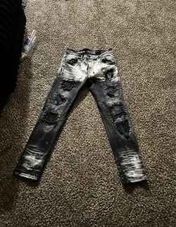 Distressed Gray Slim Fit Jeans size 38
