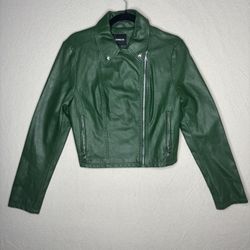 Express Women’s Medium Green Leather Jacket 