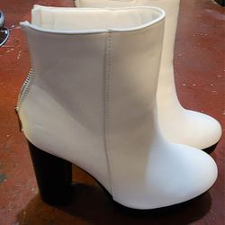 White And Black Faux Leather Boots