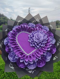 Purple bouquet of eternal flowers