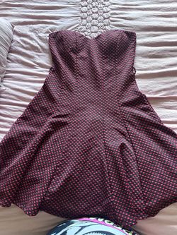 Black Red Polka Dot Strapless Dress