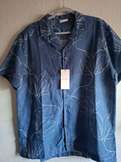 Elliot Pierce Blue Floral Short Sleeve Button-Up Shirt