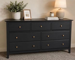 Modern Wood Dresser restored– Black + Gold