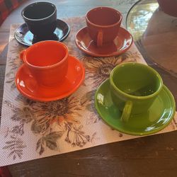 Fiesta Ware Teacups And Saucers 