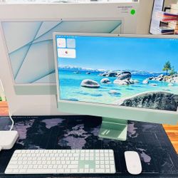 Apple iMac 24” Green M1 2021 16GB RAM 512GB (4 Ports) With Matching Apple Keyboard and Mouse In BOX