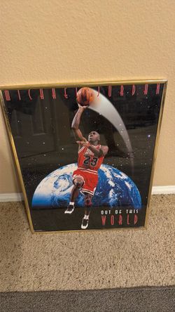 Vintage 1989 Costacos Brothers Michael Jordan "Out of This World" Framed Poster