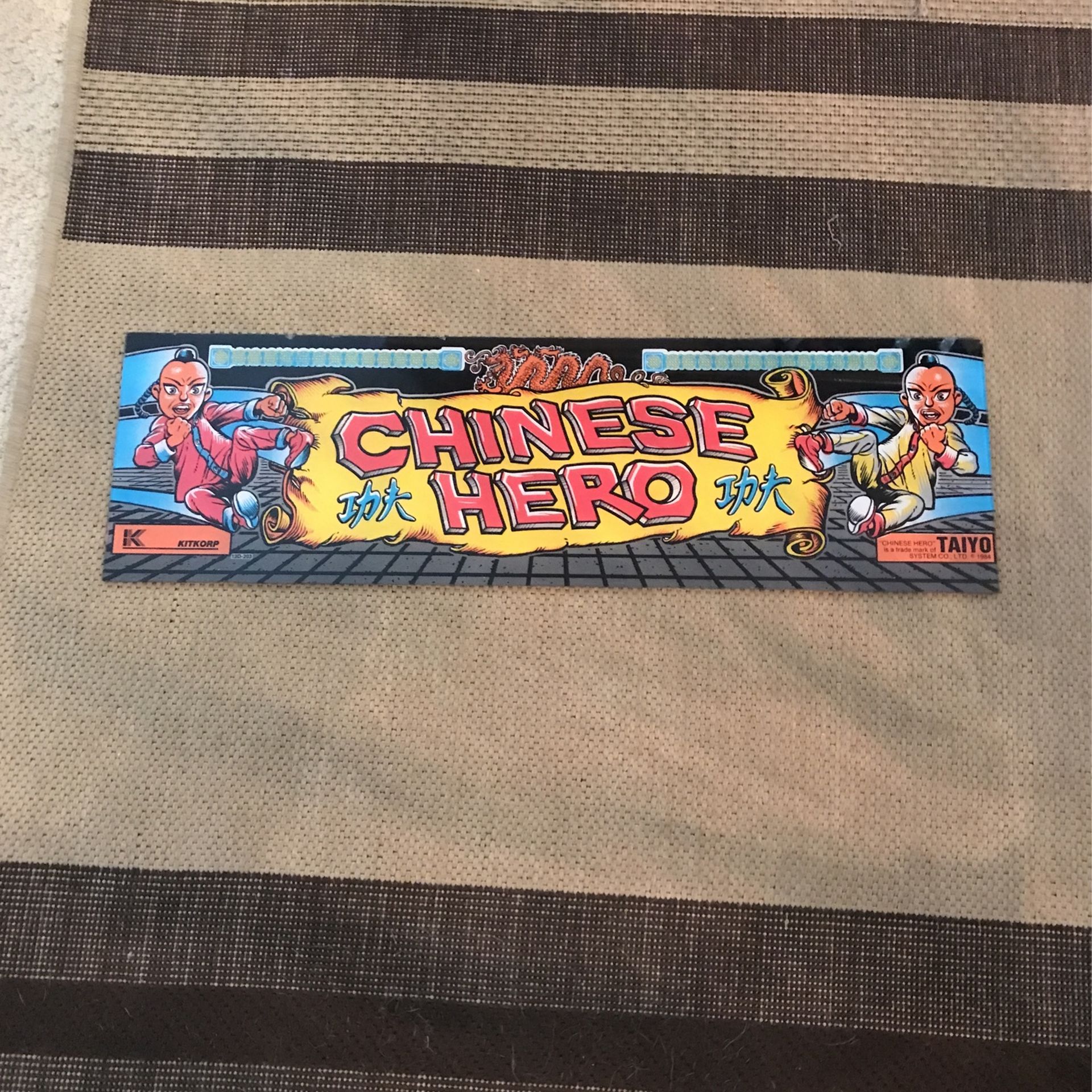 Chinese Hero Arcade Video Game Marquee