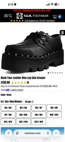 T.U.K. Faux Leather Dino Lug Sole Creepers