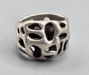 Men's free form Sterling Silver 3D old ring Size 10