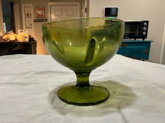 Vintage Avocado Green Glass Lot — 4 Piece Bundle (MCM/Retro)