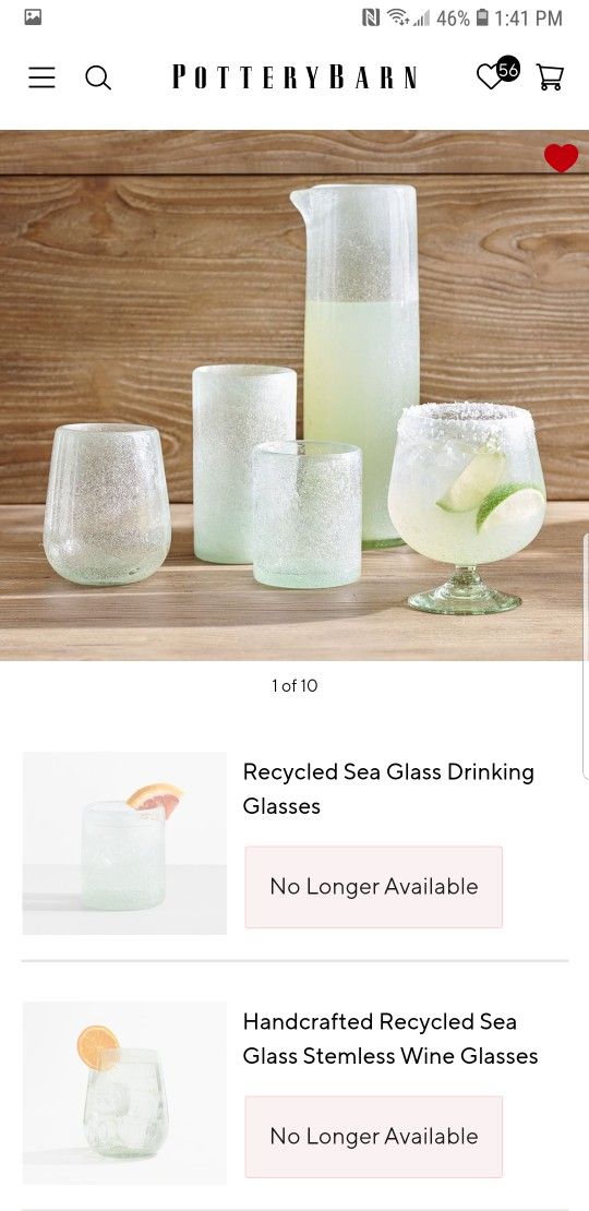 Coastal Pottery Barn Recycled Seaglass Stemless Wine Glasses
