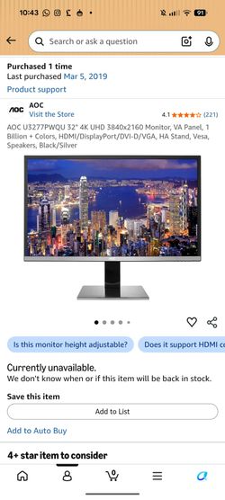 4k AOC Monitor 32"