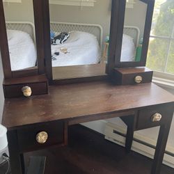 Wooden vanity With Movable Mirrors