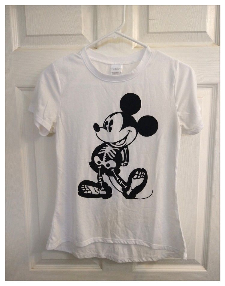 Disney ☠️Mickey - Skeleton☠️ Women's Cap Sleeve Tee - XS