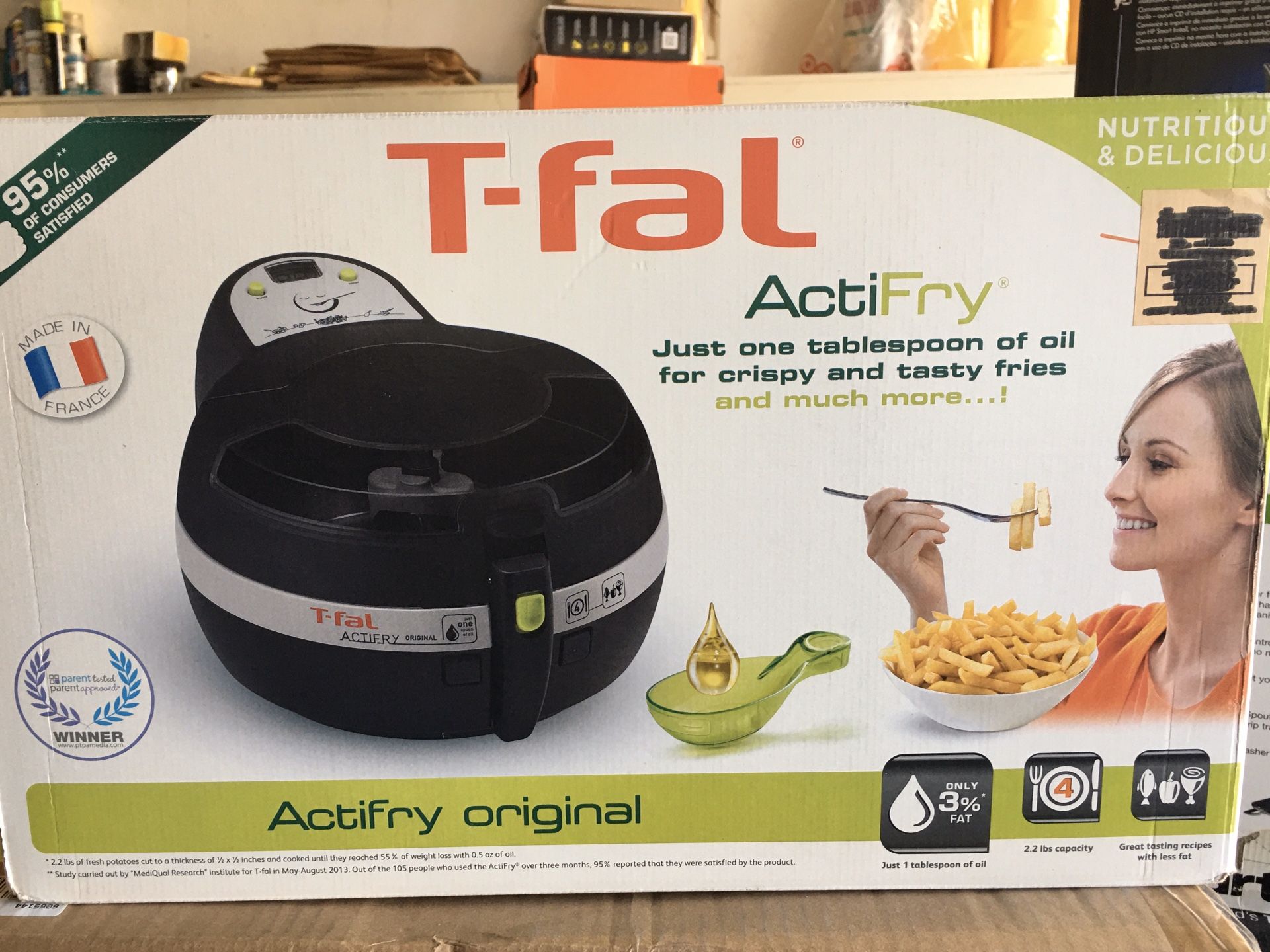 Summer Cleaning Sale: T-Fal ActifryOil Less Air Fryer with Large 2.2 Lbs Food Capacity & Recipe Book (Black)