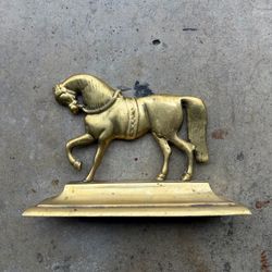 Antique Victorian Brass Horse Statue Doorstop 1900s