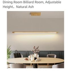 Wooden Linear Pendant Light, 47" Dimmable Pool Table Island Lights for Kitchen, LED Ceiling Pendant Lamp for Dining Room Billiard Room, Adjustable Hei