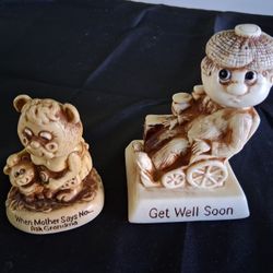 2 Vintage Russ Berrie Miniature Statues 
