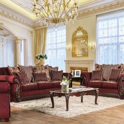 Brand New Dark Cherry Sofa and Loveseat Set - Made In USA 🇺🇸 