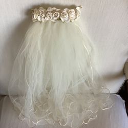 First Communion/ Wedding Double Layer Beige Veil/Halloween Costume