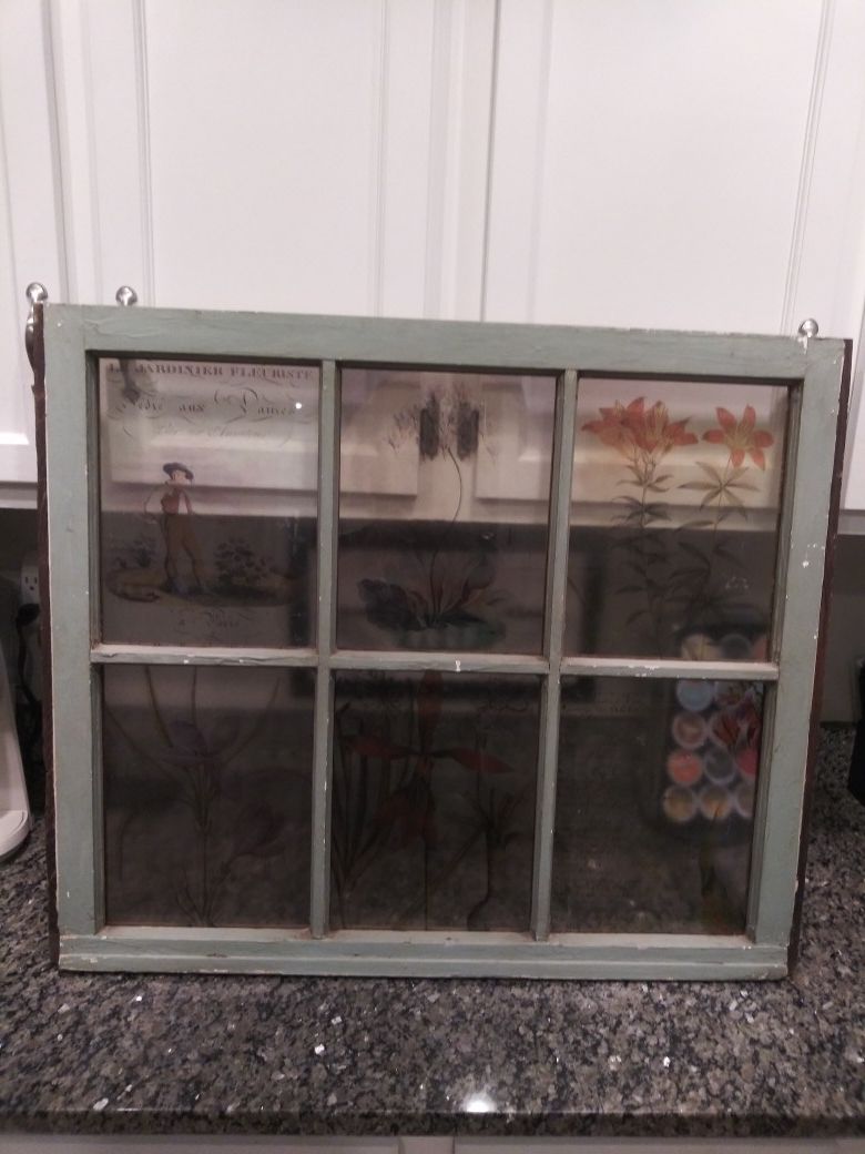 27 x 31" vintage Farmhouse stained glass window