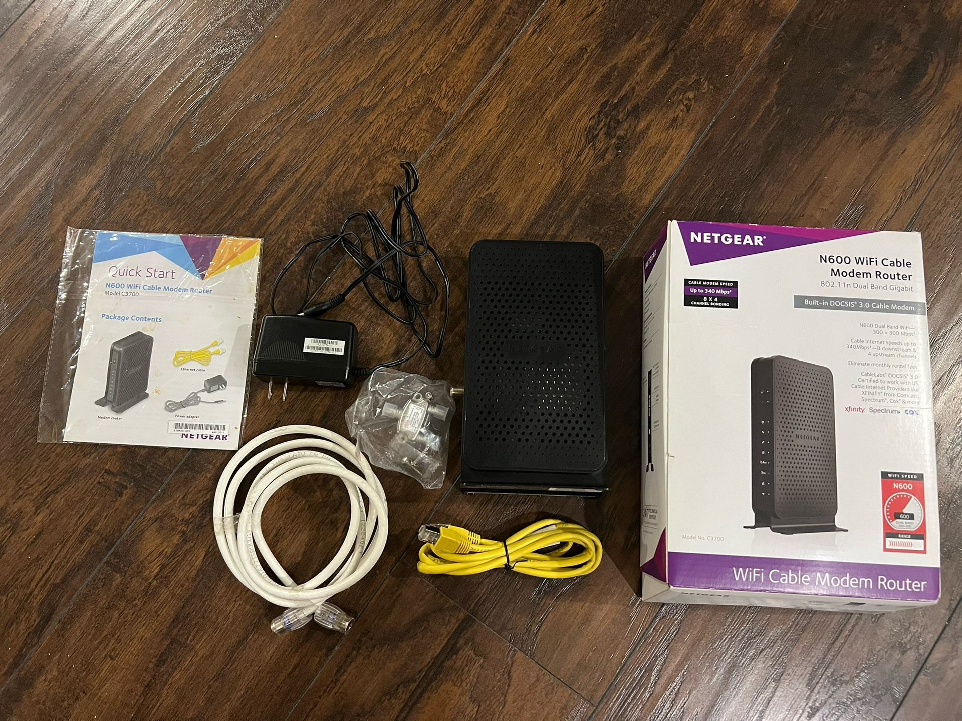 NETGEAR N600 (8x4) WiFi DOCSIS 3.0 Cable Modem Router (C3700) Certified for Xfinity from Comcast, Spectrum, Cox, Spectrum