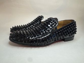 Christian Louboutin Roller-Boat Spiked Patent Leather Loafers Men's Size 43