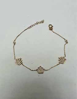 10K Solid Gold Bracelet For Wedding CUBIC ZIRCONIUM STONES 7.5 Inches Long