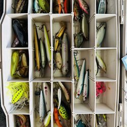 Double Tray Fishing Tackle Box Full Of Lures 