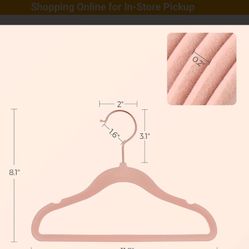 Songmics Baby Kids Space Saving Clothes Velvet Hangers 50pk - Pink