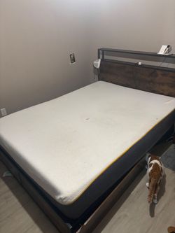 Queen Bed/Frame With Charging Shelf and Drawers