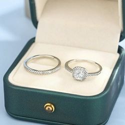 2pcs Cz Engagement Ring Sets Sz 7