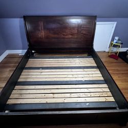 King Bed Frame, Matching Bedside Tables, and Dresser