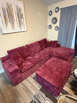 Burgundy foam couch set