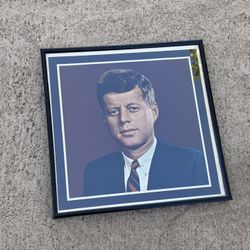 Framed Vintage JFK Portrait Vinyl Art Prints Set 1 of 2