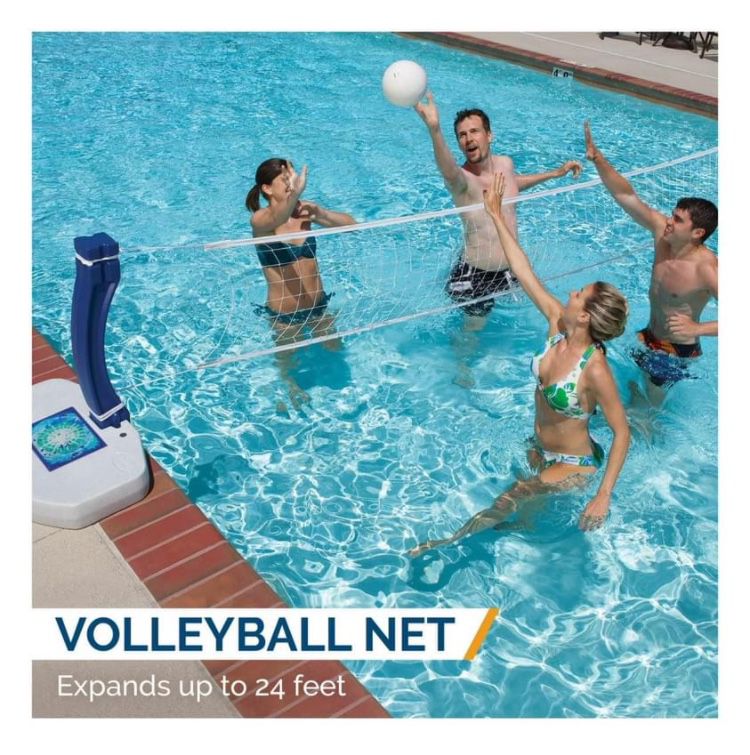 2-in-1 Pool Sport Combo Set - Volleyball Net & Outdoor Basketball Hoop For In- & Above Ground Pool, Outdoor Games for Adults and Family