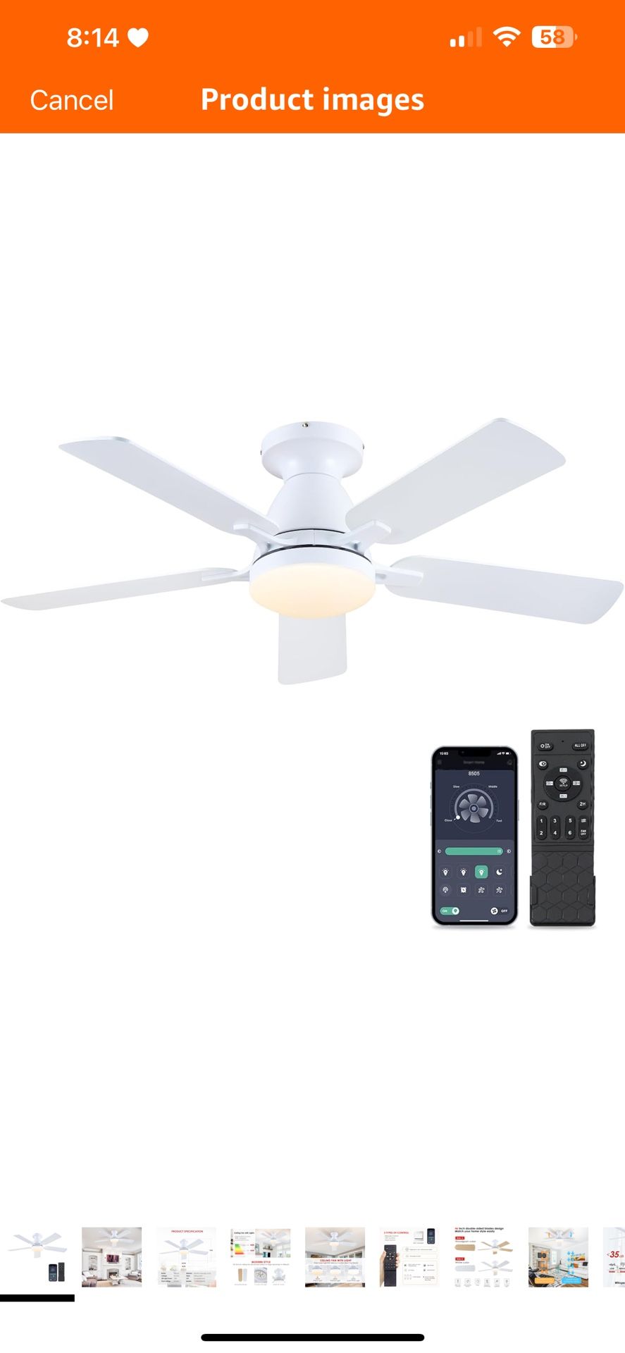 Ceiling Fans-46Inch Low Profile Indoor Ceiling Fan with Light and Remote/APP Control, Dimmable tri-Color temperatures LED,Quiet Reversible Motor,5 Bla