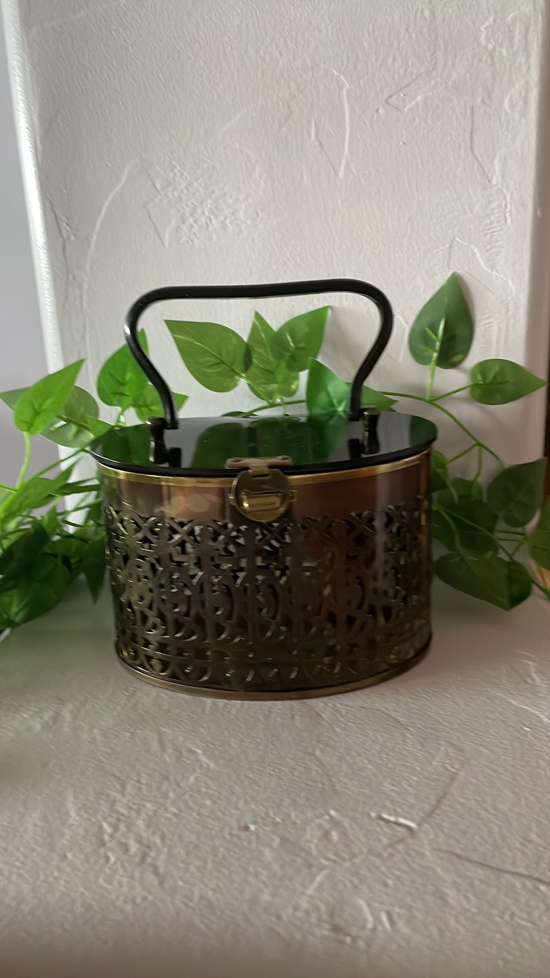 Vintage Pierced Metal & Bakelite Purse! Just Adorable!