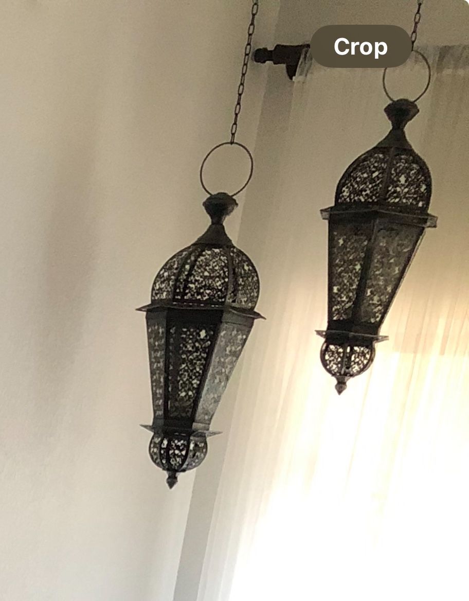 Hanging Vintage Antique sconce Candle Holder lamps With Glass Inlay And Closing Doors 
