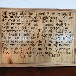 Hand-carved Wood Bible Hanging, Med
