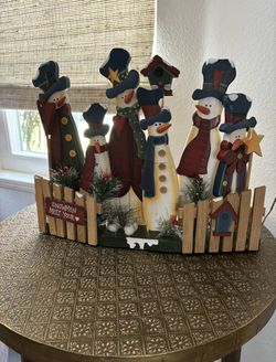 Christmas Snowman Family Wood Decor