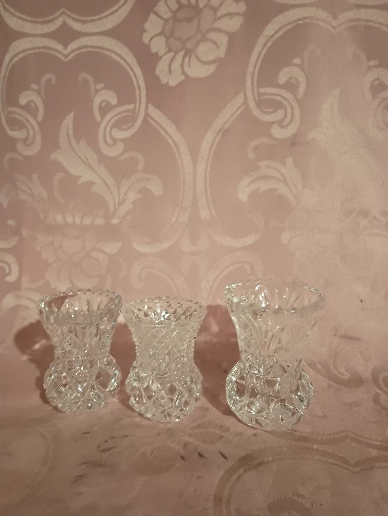 Vintage Victorian Diamond Cut Crystal Sawtooth Toothpick Holders 