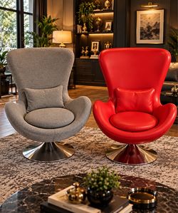 Modern Egg Swivel Accent Chairs Set of 2