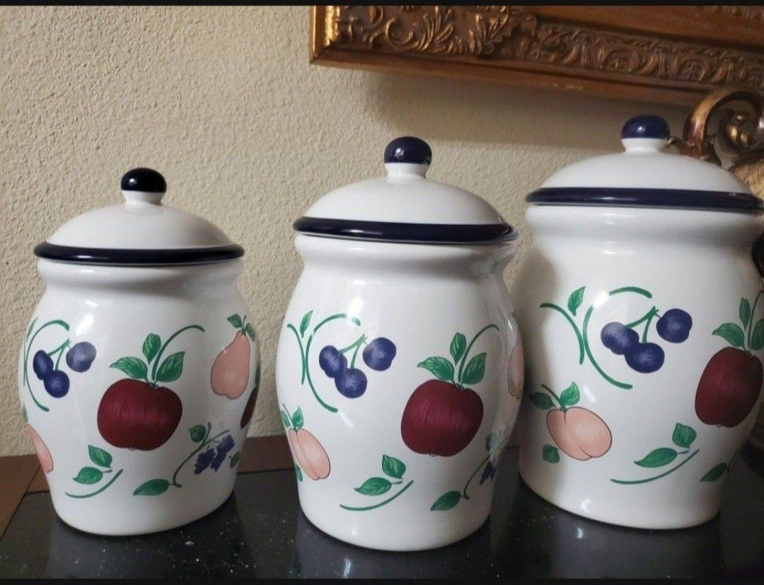 Princess House Set Of 3 Canisters Large Medium & Small