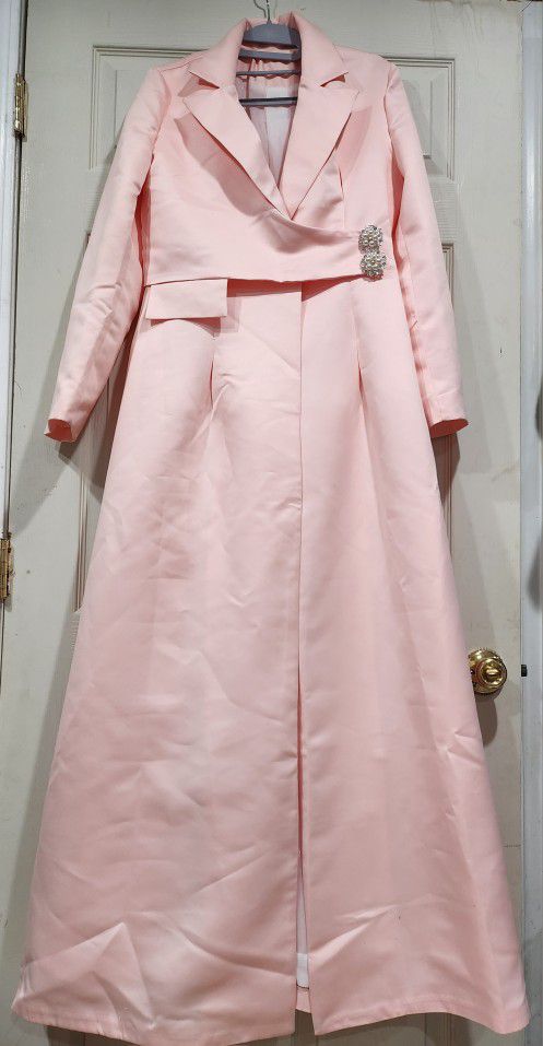 Blush Pink Dress Coat Or Abaya Maxi Full Length 