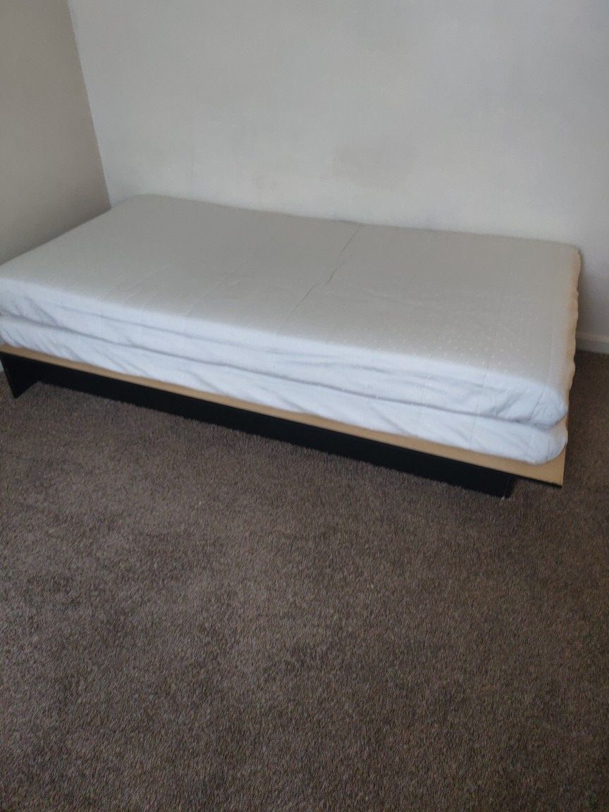 Twin platform. Bed & mattress