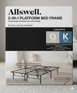 Allswell 14" Convertible Platform Metal Bed Frame (Queen/King)