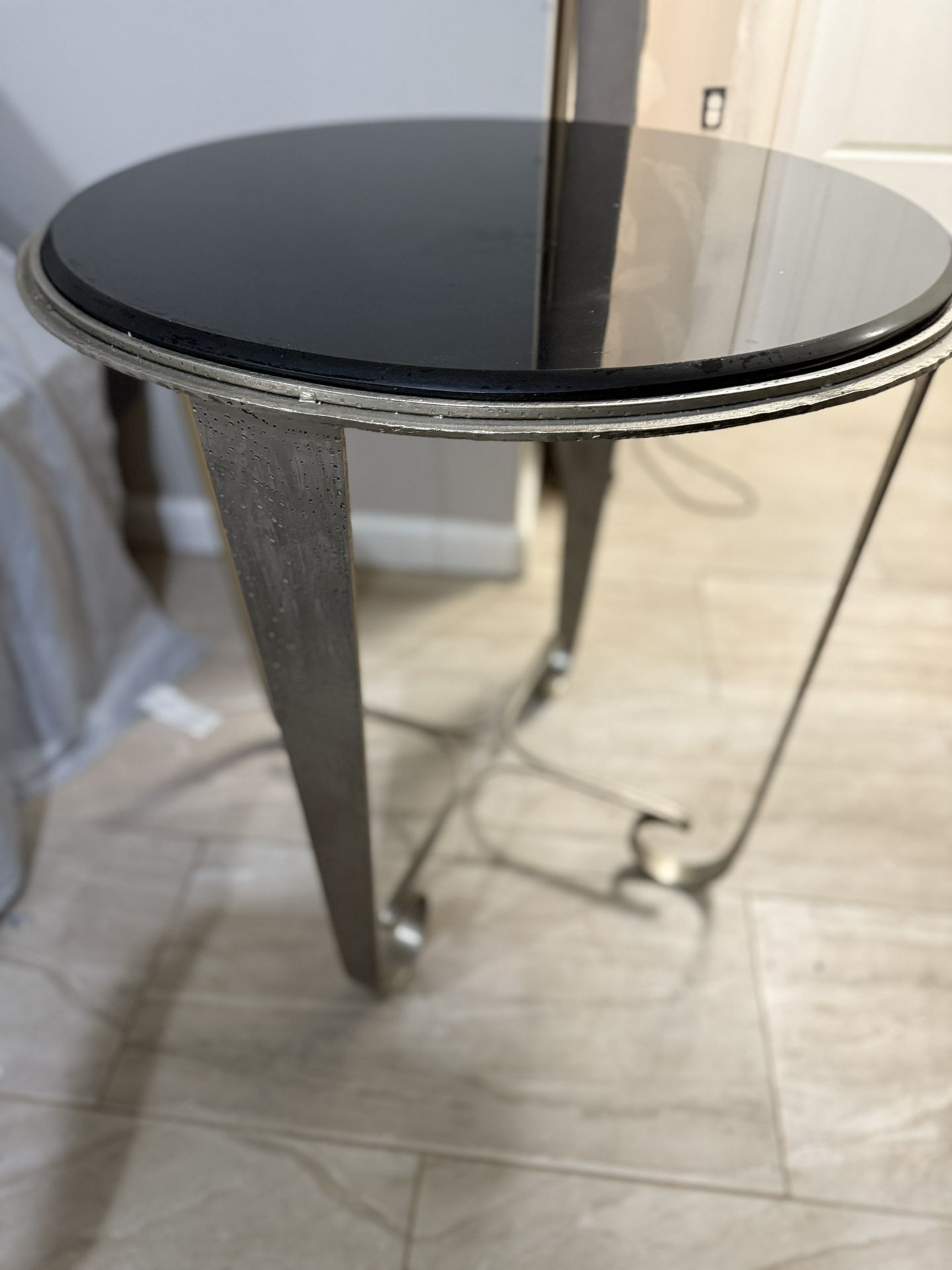Two Black Marble Side Tables ($90 Each)