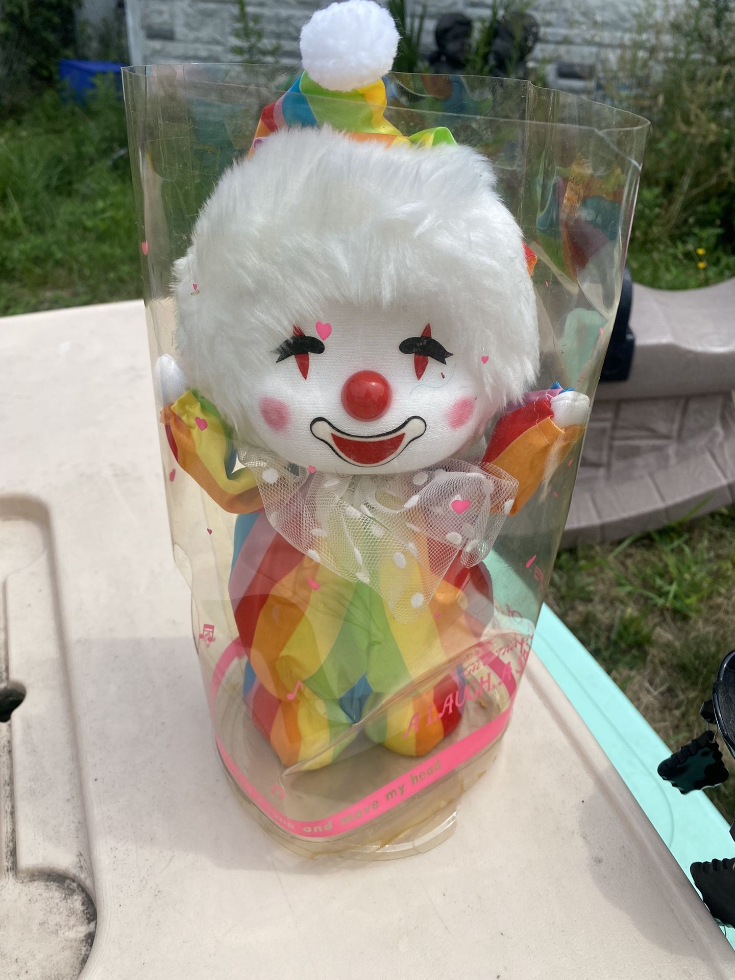 Vintage 1986 Potter Musical Wind Up Clown Doll Moving Head Plays Music Works